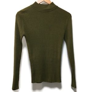 WASSERMAN green silk mock turtleneck sweater